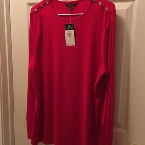 Lauren Ralph Lauren Red crew neck sweater, size 3X, never worn.
